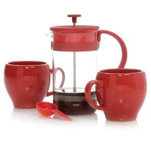  Scarlet Red French Press Set for 2 HuesNBrews Kitchen 