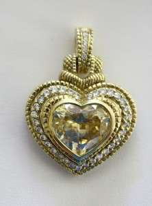 Judith Ripka 18KYG Canary Crystal & Dia Heart Pendant  