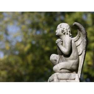 Angel Sculpture at Pere Lachaise Cemetery, Paris, Ile De France 