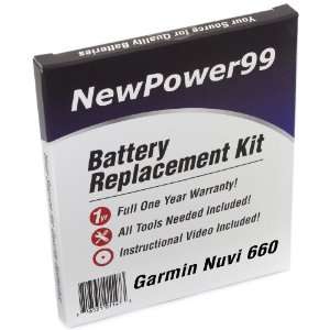  Battery Replacement Kit for Garmin Nuvi 660 with 