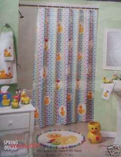 Spring Ducks Shower Curtain Fabric Polka Dot New  