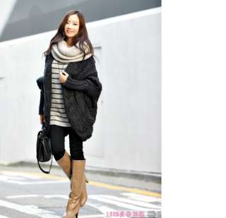   Bat Wing Sleeve Expansion Korea Fashion Long Knit Shawl Coat Sweater