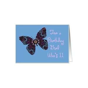  11th birthday girl, stained glass butterfly Card Toys 