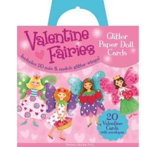  VPS16   Glitter Fairy Paper Doll Valentine Cards 