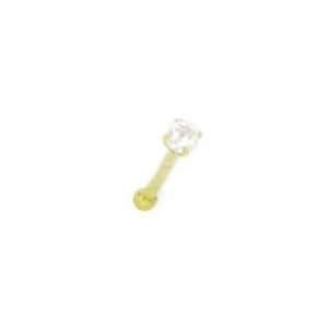 14k Yellow Gold CZ Round Body Piercing Jewelry Nose Stud   JewelryWeb