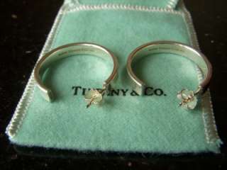 RARE Tiffany & Co. Sterling Large 1837 Hoop Earrings With Pouch  