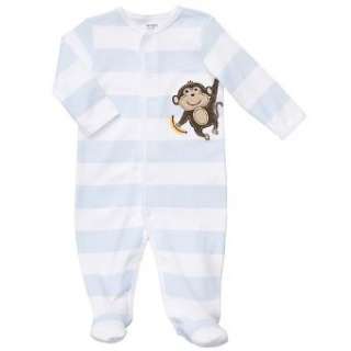  Carters Blue Striped Monkey Snap Up Sleep & Play 