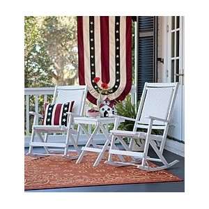   Folding Wood And Resin Wicker Rockers And Table Patio, Lawn & Garden