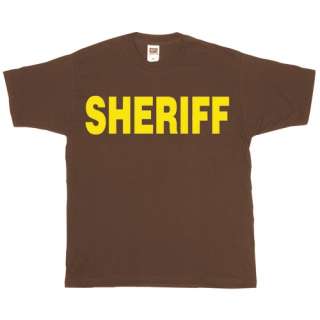 Brown/Gold Lettering SHERIFF IMPRINTED/LOGO 2 SIDED T SHIRT – Short 