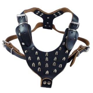 Leather Spikes Dog Harness Large Black 26 33.5 Chest, 28 spikes 