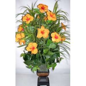  38 Silk Hibiscus and Artificial Grass Arrangement