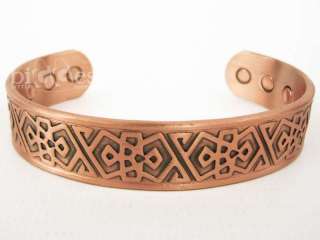 Mens Chunky Inca Magnetic Copper Bracelet 6 Magnets★  