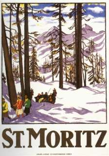 St. Moritz   1917 Rare Ski / Travel Poster  
