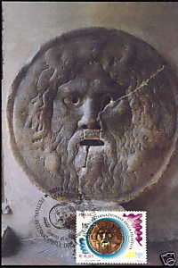 SCULPTURE MOUTH OF TRUTH Marble Mask MAXIMUM CARD  