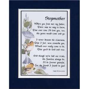  A Gift For A Stepmother. Touching 8x10 Poem, Double matted 