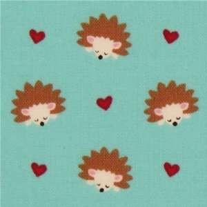   fabric aqua Hedgehog Heaven hearts (Sold in multiples of 0.5 meter