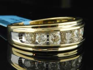 10K Mens Yellow Gold 7 Stone Diamond Engagement Ring Wedding Band 1 