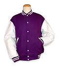 More Like Purple Wool White Leather Varsity Letterman Jacket    