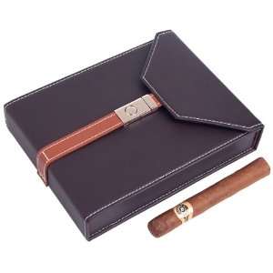   Brown PVC Leather Travel Cigar Humidor (Holds Upto 6) 