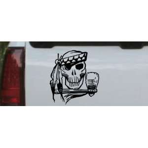 Indian Skull Skulls Car Window Wall Laptop Decal Sticker    Black 12in 