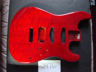 TRANS RED QUILTED MAPLE/ AMERICAN ASH REAR ROUTED GUITAR BODY FOR 