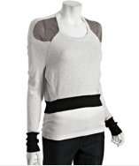 Knits grey cotton silk colorblock cropped sweater style 