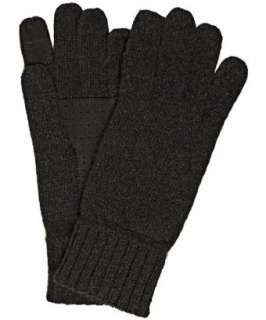 Portolano charcoal cashmere leather trim gloves   