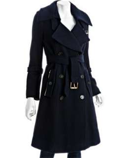 Andrew Marc blackberry wool drill double breasted trenchcoat   