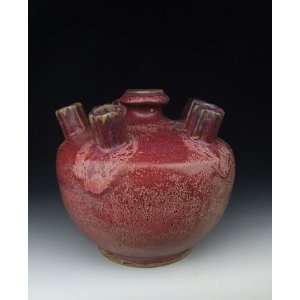 com One Jun Ware Five tubular mouthed Porcelain Vase, Chinese Antique 