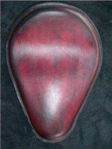 Antique Red Leather Chopper Bobber Harley Sportster Spring Solo Seat 