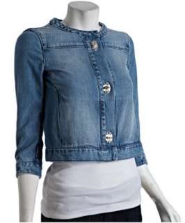 Miu Miu celeste wash crystal turnlock denim jacket   