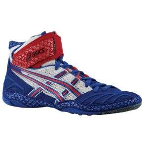 ASICS® Ultratek   Mens   Wrestling   Shoes   Blue/Red/White