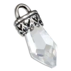    Sterling Silver Antique Heart Bail Quartz Crystal Pendant Jewelry