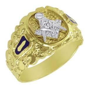  10k Yellow Gold Diamond Masonic Ring Jewelry