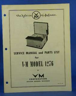 Voice of Music Service Manual Model 1276 Record Player  