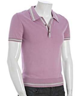 Etro dusty pink cotton sweater knit striped polo   