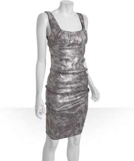 Nicole Miller charcoal metallic sequined stretch tank dress