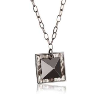 TED ROSSI Urban Warrior Python Square Pyramid Pendant Necklace 