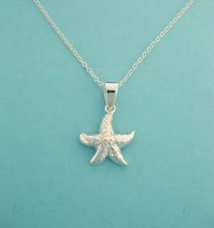 Sterling Silver Starfish Charm Necklace Nautical New  