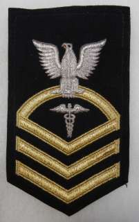 US NAVY HOSPITAL CORPSMAN CHIEF P.O. RATE BULLION PATCH  
