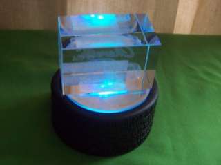 Chevy Chevelle 70 Cube 3D Crystal Hologram & Light Base  