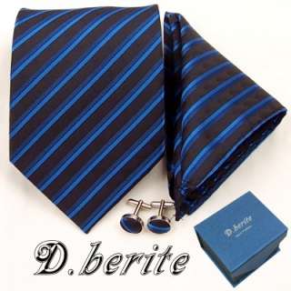 MEN NECK TIE NECKTIES HANKY CUFFLINK GIFT BOX SET TZ61  