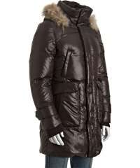  Mackage chocolate poly Chase fur trim hooded puffer down 