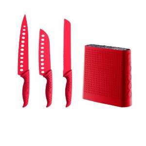  Bodum Bistro 4pc Universal Knife Block Set, Red