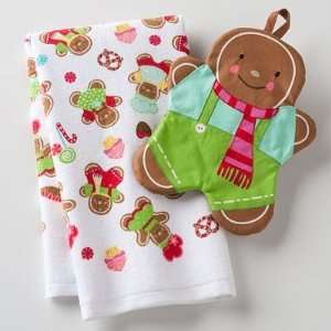   Gingerbread Man Kitchen Towel & Pot Holder Set