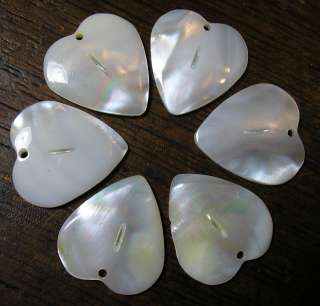 TEN Large MOTHER of PEARL HEARTS, 21 x 23mm old stock  