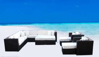 GIANT SET OUTDOOR WICKER SECTIONAL SOFA & DINING PATIO FURNITURE 