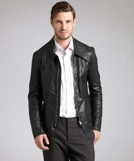 Paul Smith black leather cowl collar motorcycle jacket