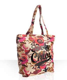 See By Chloe beige canvas Gimmick colorful floral print tote