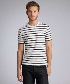 Prada Prada Sport white striped stretch cotton pocket t shirt